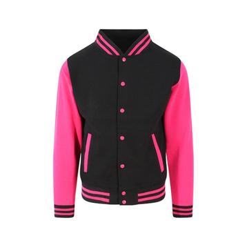 Just Hoods Baseball Jacket Jet Black / Hot Pink maat L beschikbaar voor biedingen