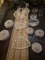 Prachtig bewerkt glas / kristal / melkglas servies, Ophalen of Verzenden