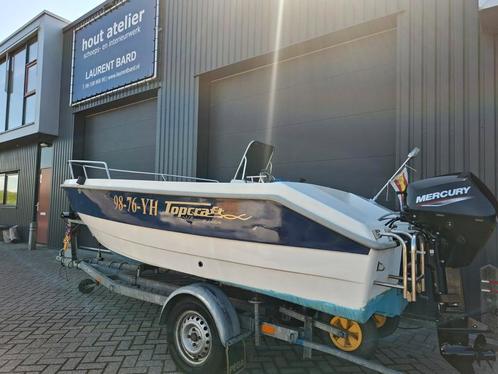 Prachtige Topcraft 435 + Mercury 15PK *2022* POWERTRIM, Watersport en Boten, Vis- en Consoleboten, Zo goed als nieuw, 10 tot 30 pk