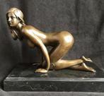 Bronzen naakt op knieën,Claude/stempel erotisch zuiver brons, Antiek en Kunst, Kunst | Beelden en Houtsnijwerken, Ophalen of Verzenden