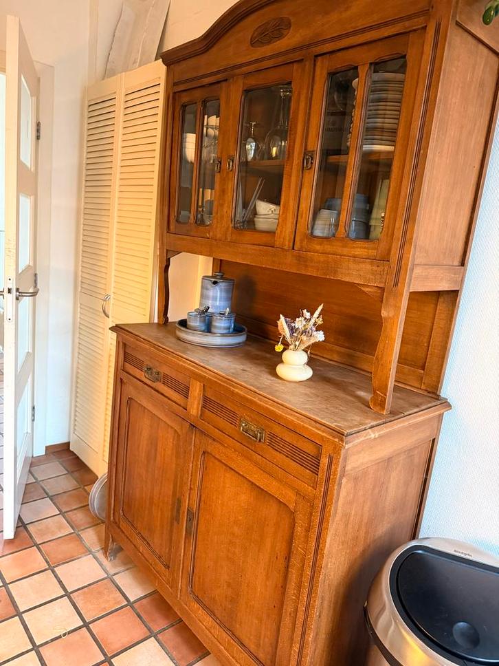 Antieke 2-delige buffetkast - Opknapper, Huis en Inrichting, Kasten | Buffetkasten, Gebruikt, 150 tot 200 cm, 100 tot 150 cm, 25 tot 50 cm