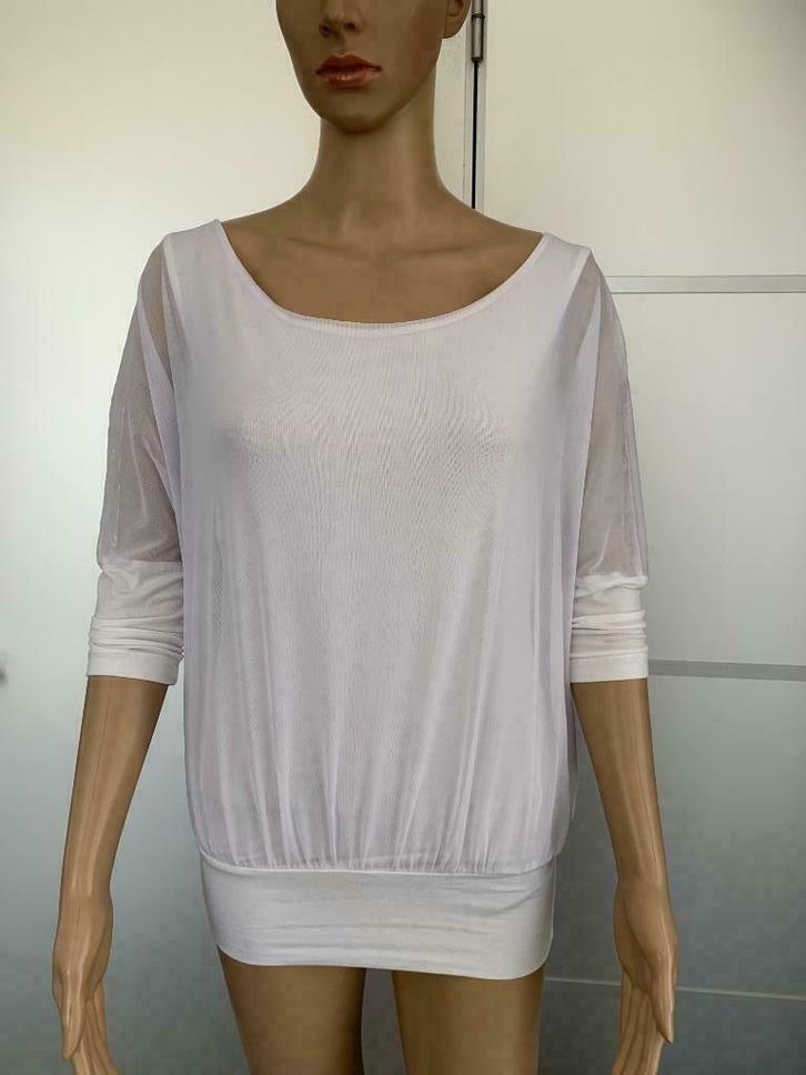 E499 Just Andy maat XS/S=34/36 blouse top shirt wit, Kleding | Dames, Blouses en Tunieken, Zo goed als nieuw, Maat 34 (XS) of kleiner