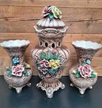 Vintage kaststel bloemen vazen woonaccessoires, Huis en Inrichting, Woonaccessoires | Vazen, Ophalen, Overige kleuren, Aardewerk of Porselein