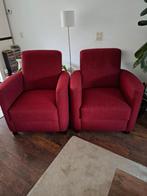2 nette donkerrode stoffen fauteuils, Ophalen, Gebruikt, Minder dan 75 cm, Stof