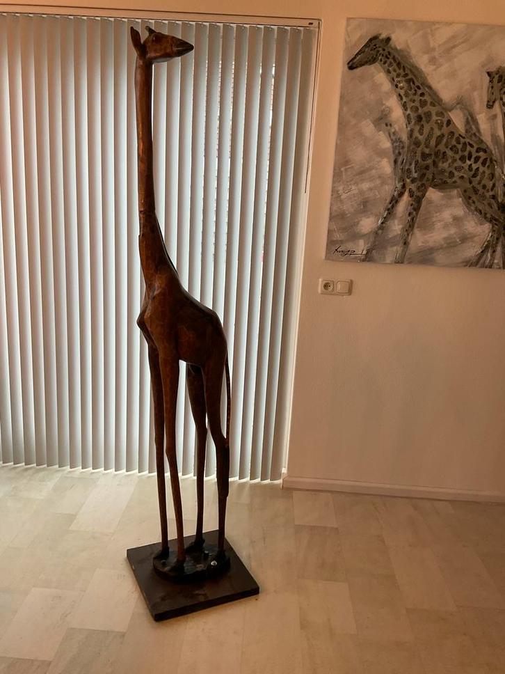 Hardhouten Giraffe uit Kenia - 192cm, Antiek en Kunst, Kunst | Beelden en Houtsnijwerken, Ophalen
