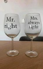 Mr. Right en Mrs. Always right, Huis en Inrichting, Keuken | Servies, Ophalen of Verzenden, Zo goed als nieuw, Glas, Overige stijlen