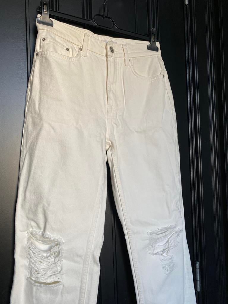 Costes witte jeans hoge taille rechte pijpen gescheurde, Ophalen of Verzenden, Zo goed als nieuw, Wit, W28 - W29 (confectie 36)