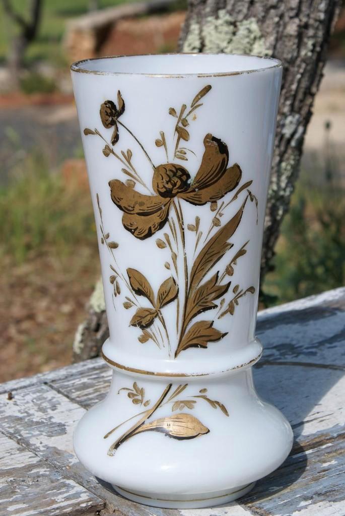 Brocante - 2 witte Opaline vazen!, Antiek en Kunst, Antiek | Vazen, Ophalen of Verzenden