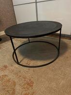 2 Zwarte ronde salontafels, Ophalen, Gebruikt, 50 tot 100 cm, Rond