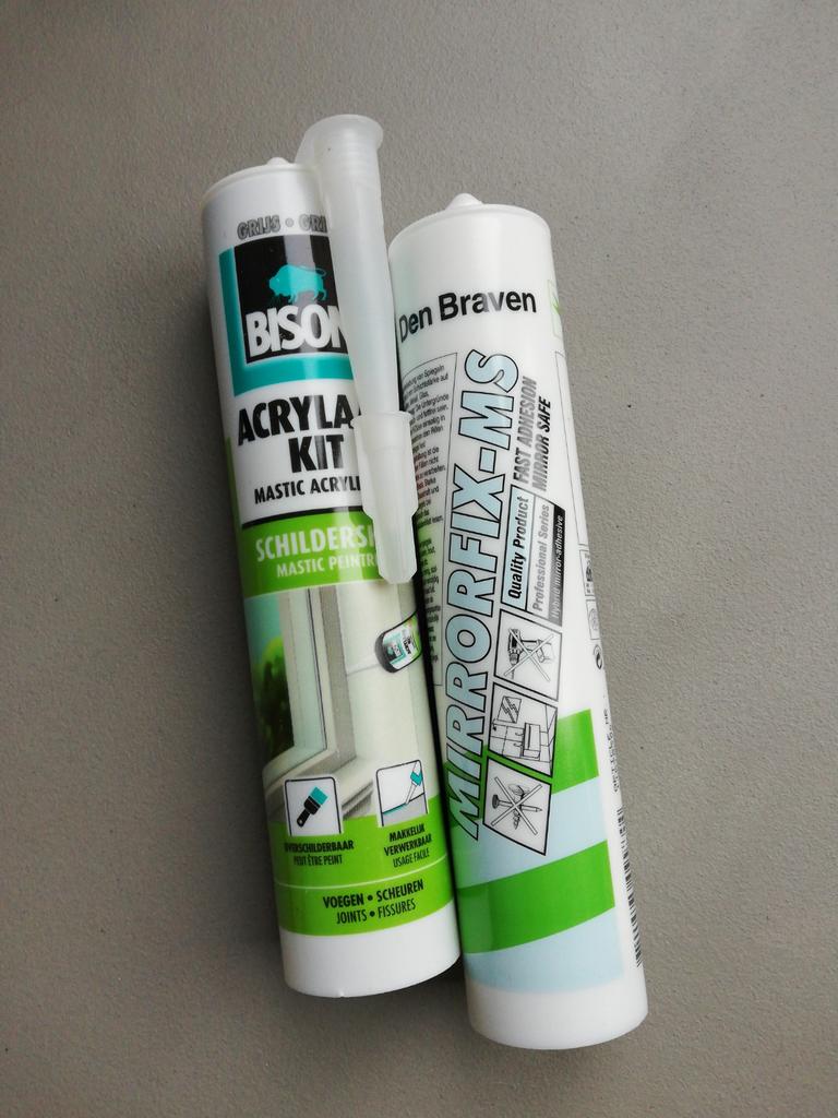 Bison acrylaat kit grijs /den Braven mirror fix, Minder dan 4 cm, Overige materialen, Nieuw, Ophalen of Verzenden