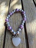 Leuke armband met Paarse en zilvergrijze kralen !!, Sieraden, Tassen en Uiterlijk, Armbanden, Ophalen of Verzenden, Zo goed als nieuw