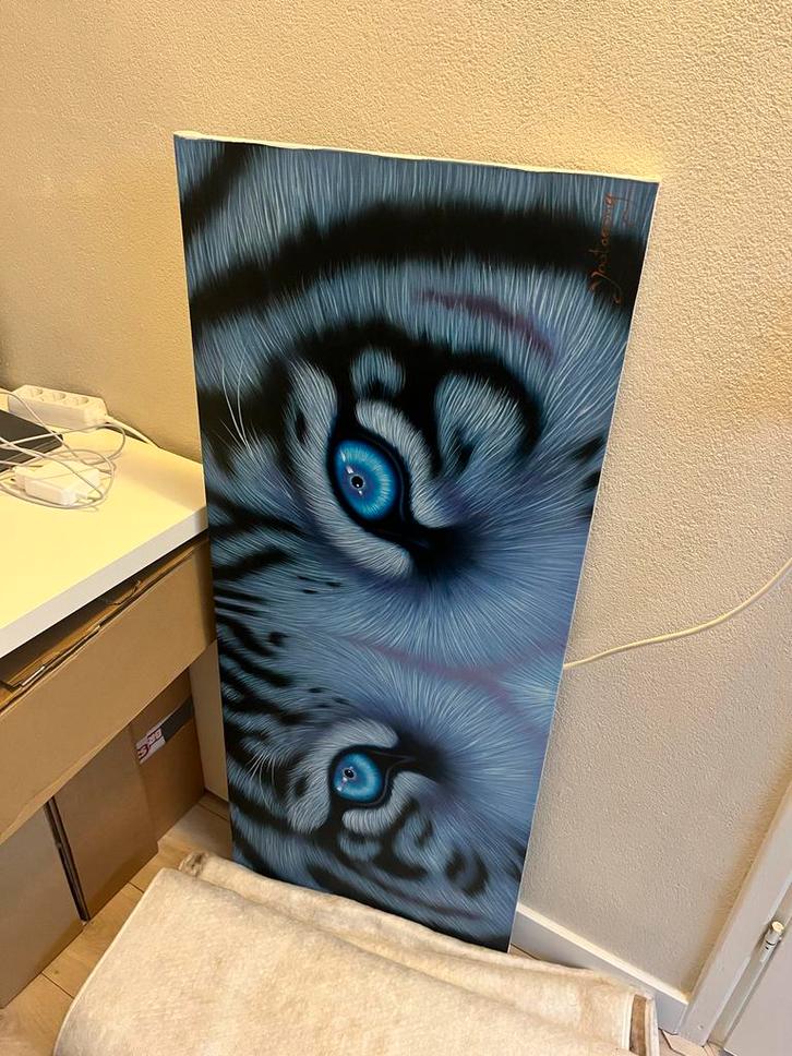 Handgeschilderd Tijger Ogen Schilderij, Antiek en Kunst, Kunst | Schilderijen | Klassiek, Ophalen