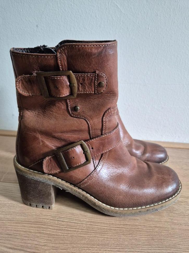 Sch74 - Bruine leren 5th Avenue laarsjes maat 41 (1), Kleding | Dames, Schoenen, Zo goed als nieuw, Bruin, Ophalen of Verzenden