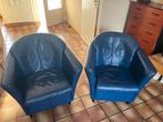2 lederen fauteuils, Ophalen, Gebruikt, Minder dan 75 cm, 75 tot 100 cm