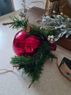 Grote dik glazen heksenbal met kerstversiering rood, Heikant 21 Kaatsheuvel, Belle Vieille Brocante, Ophalen of Verzenden, Zo goed als nieuw