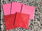 3 pakjes Roze en 2 pakjes Rode enveloppen 💥14x14 cm, Ophalen of Verzenden