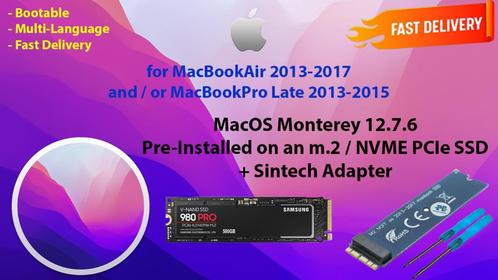 macOS Monterey 12.7.6 Voor-Geïnstalleerde m.2 SSD + Adapter, Computers en Software, Besturingssoftware, Nieuw, MacOS, Ophalen of Verzenden