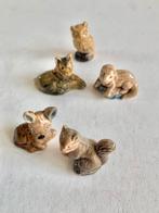 5 porseleinen miniatuur beeldjes van bos dieren, Ophalen of Verzenden, Zo goed als nieuw, Beeldje of Figuurtje, Hond of Kat