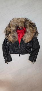 Dsquared winter zomer jas leren jas bont 34 36 38 xs s m, Ophalen of Verzenden, Zo goed als nieuw, Maat 34 (XS) of kleiner, Zwart