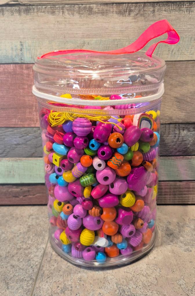 Houten kralen, Kinderen en Baby's, Speelgoed | Houten speelgoed, Zo goed als nieuw, Overige typen, Ophalen of Verzenden