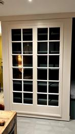 Schuifdeur met oud glas + rails: MORGEN OPHALEN, Doe-het-zelf en Verbouw, Deuren en Horren, Ophalen, Gebruikt, Binnendeur, Schuifdeur