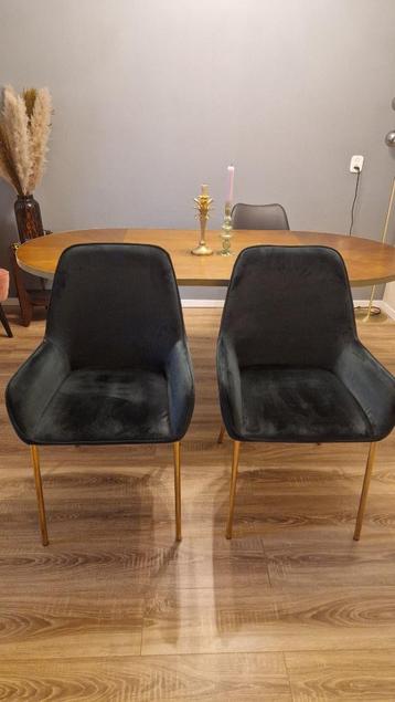 Set van 2 donkergroene velvet eetkamer stoelen beschikbaar voor biedingen