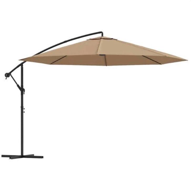 vidaXL Zweefparasol met aluminium paal 350 cm taupe, Tuin en Terras, Parasols, Nieuw, Zweefparasol, Ophalen of Verzenden