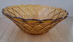Een schaal van bruin depressieglas, Gebruikt, Schaal, Rond, Ophalen of Verzenden