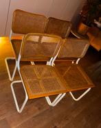 4 witte buisframe stoelen, Thonet - Cesca - M. Breuer, Huis en Inrichting, Stoelen, Ophalen, Overige materialen, Gebruikt, Wit