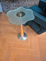 Glazen bijzettafeltje ‘Circus’, twee stuks, Huis en Inrichting, Tafels | Bijzettafels, Minder dan 55 cm, Gebruikt, Rond, Glas