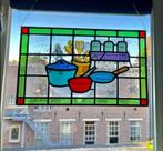 Glas-in-lood - keuken koken pannen peper zout spatels lepels, Gebruikt, Minder dan 80 cm, Overige typen, Ophalen of Verzenden