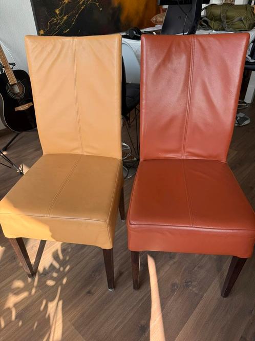 Set of 4 Stylish HVS Leather Dining Chairs– Dutch Design, Huis en Inrichting, Stoelen, Gebruikt, Ophalen