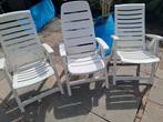3 witte tuinstoelen jardin 1 x grosfillex 2 x, Ophalen, Gebruikt, Campingstoel