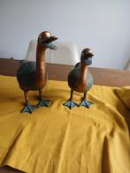 Twee bronzen eenden beelden, Ophalen of Verzenden, Zo goed als nieuw, Metaal, Dierenbeeld