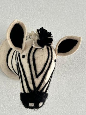 Wandkop Zebra wol vilt kinderkamer beschikbaar voor biedingen