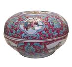 Grote Chinees porseleinen Dekseldoos Famille Rose, Antiek en Kunst, Ophalen of Verzenden