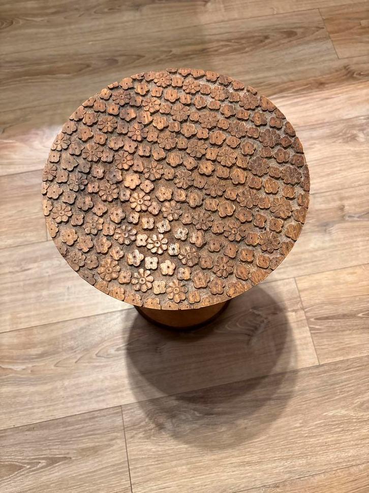 Vintage Plantentafel Handgemaakt Haarlem, Huis en Inrichting, Tafels | Bijzettafels, Gebruikt, Rond, 45 tot 60 cm, Minder dan 55 cm