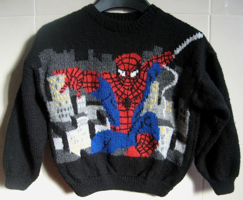 Spiderman in actie trui breipatroon, Ophalen of Verzenden, Zo goed als nieuw, Breien, Patroon of Boek
