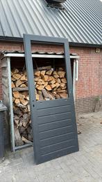 Buitendeur hardhout antraciet, Ophalen, 80 tot 100 cm, 200 tot 215 cm, Glas