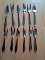 Vintage RVS  12 gebak Vorkjes  Set, Gebruikt, Ophalen of Verzenden, Rvs of Chroom, Vaatwasserbestendig