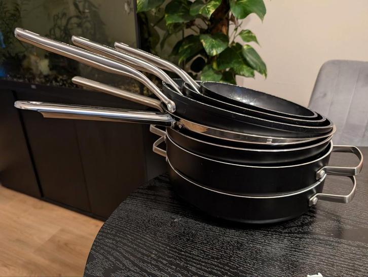 Pannenset, green pan, KitchenAid en ikea. Voor inductie, Huis en Inrichting, Keuken | Potten en Pannen, Gebruikt, Pannenset, Rvs