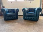 Chesterfield Fauteuils - Blauw - 2 Stuks, Huis en Inrichting, Fauteuils, Ophalen of Verzenden, Gebruikt, 75 tot 100 cm, Leer