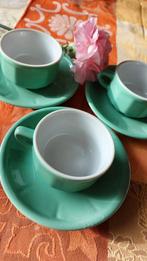 Apilco 3 mintgroene kop en schotels espresso, Verzamelen, Porselein, Kristal en Bestek, Ophalen of Verzenden, Gebruikt, Porselein