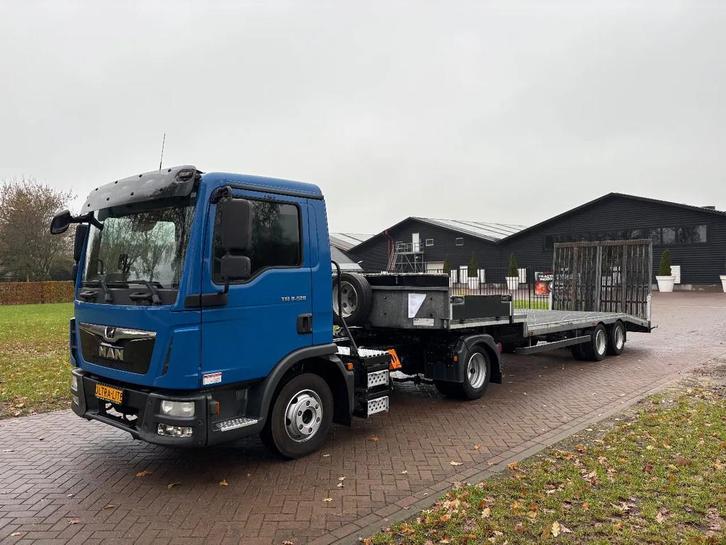 MAN TGL 8.220 EURO 6 -semi dieplader KUIPER 15 ton, Auto's, Vrachtwagens, Bedrijf, Te koop, Airconditioning, Bluetooth, Centrale vergrendeling
