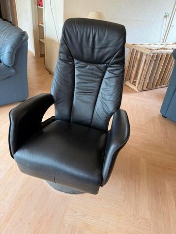 Leren Relaxfauteuil - Zwart stoel relaxstoel klapstoel beschikbaar voor biedingen