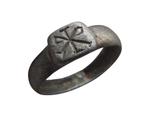 bodemvondst zilver Romeins ring Chi-Rho monogram, Verzenden, Zilver