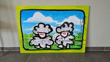 groot schilderij, schaap,, 115x80cm, handgeschilderd beschikbaar voor biedingen