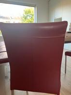 8 rode leren stoelen, Huis en Inrichting, Ophalen, Leer, Zo goed als nieuw, Vijf, Zes of meer stoelen