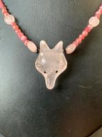 Toermalijn roze rubelliet vos hanger totem amulet uniek, Nieuw, Ophalen of Verzenden, Steen of Mineraal, Roze