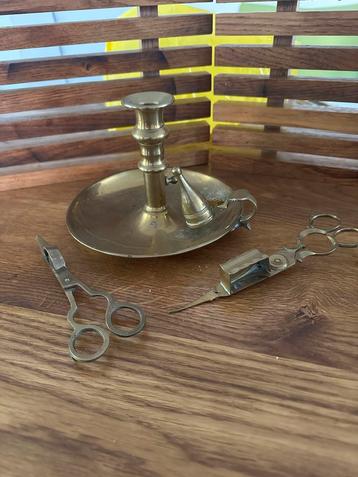 Messing Kaarsenhouder met Dover & Lontenknippers beschikbaar voor biedingen